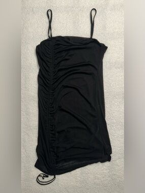 Forever 21 Black Spaghetti Strap Ruched Mini Dress